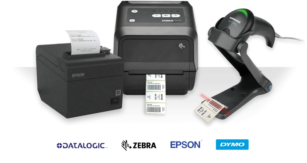 Barcodescanner, Zebra labelprinter en ticketprinter